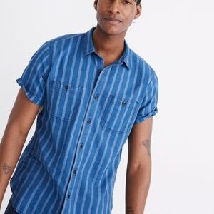 Madewell Mens Medium Shirt Short Sleeve Button Down Workshirt Atlantic Indigo